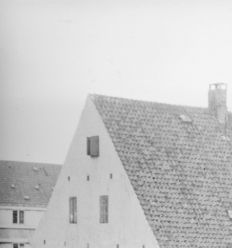 Udsigt til Wildersgade 46A med gangbroer til 46B. 1960