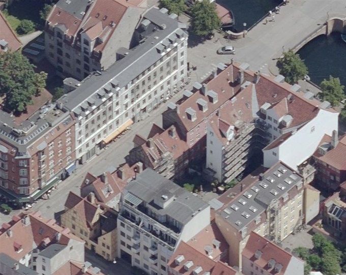 Karéen Wildersgade, Torvegade, Overgaden Neden Vandet, Skt Annæ Gade set fra luften i 2019